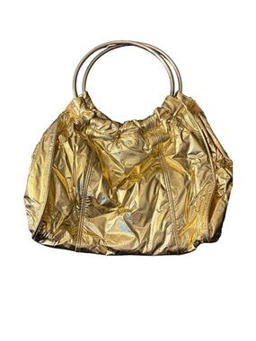 Giannini Metallic Gold Ring-Handle Women's Evening Handbag